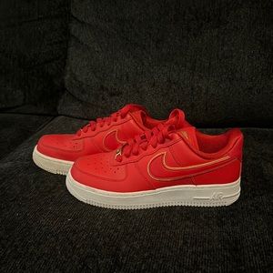 red and gold detail air force ones